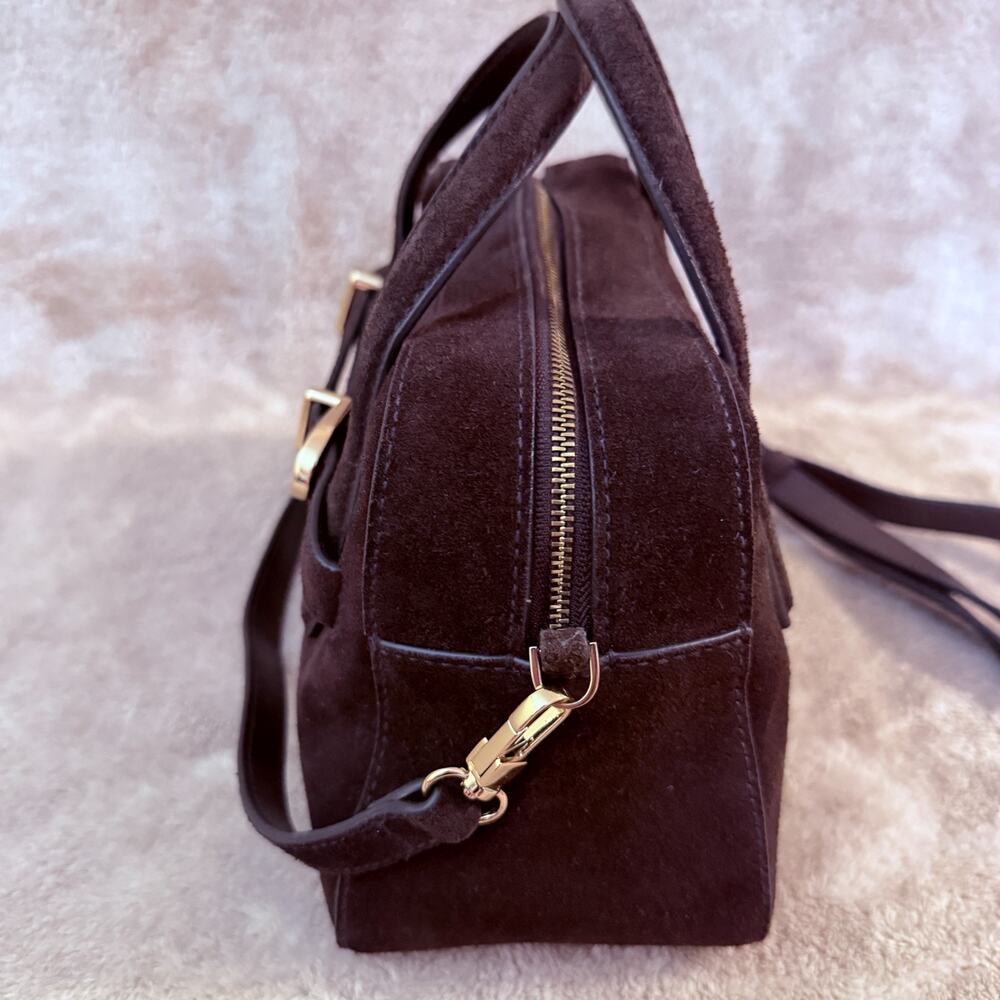 Madewell Belted Suede Leather Mini Crossbody Bag New Satchel Dark Carob - Picture 4 of 10